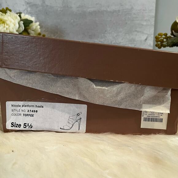 J. Crew Nicola Platform Suede Slingback Heels Toffee Sz 5.5 with box - Picture 11 of 16
